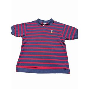 Vintage The Disney Store Mickey Mouse Polo Shirt Men's Med Blue Red Striped 90s